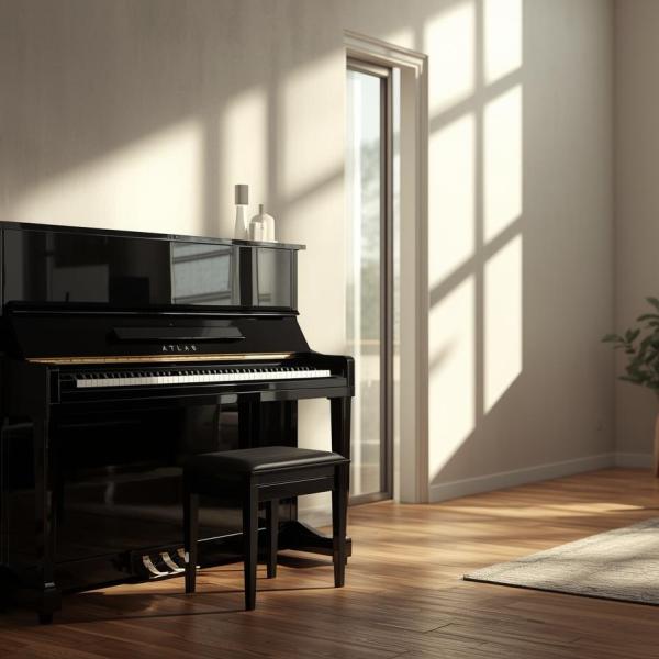 Atlas A22H Upright Piano in Black High Gloss