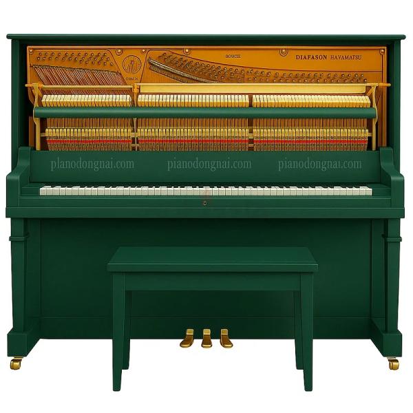 Elegant Upright Piano in Classic Matte Green - Diapason Royal